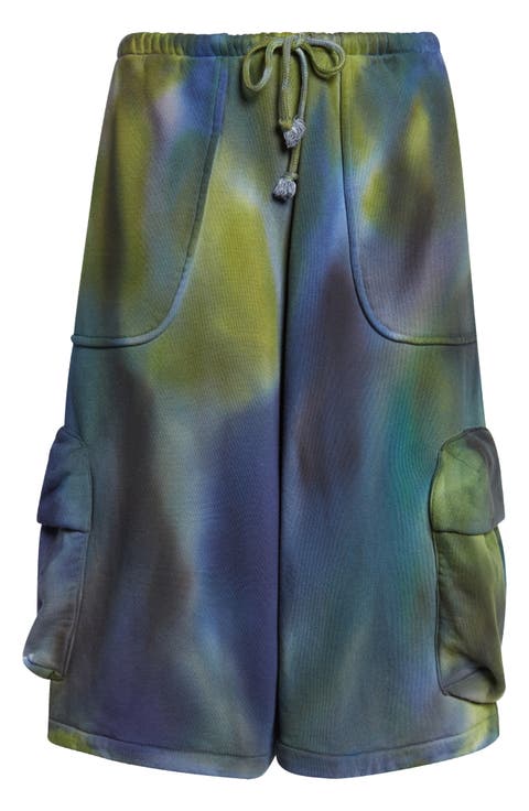 Charcoal Flower Cargo Sweat Shorts