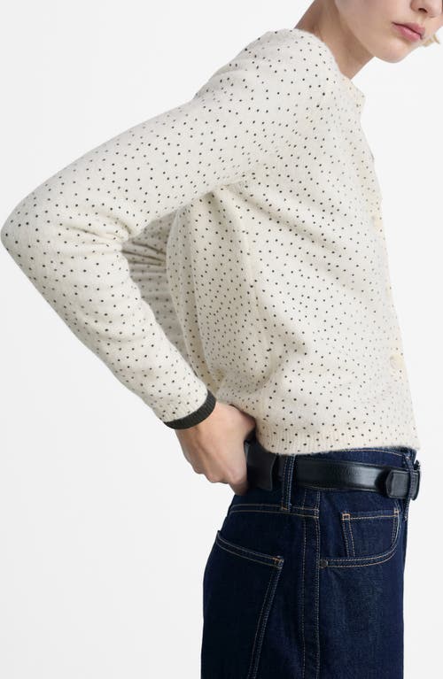 Shop Mango Polk Dot Print Cardigan In Ecru