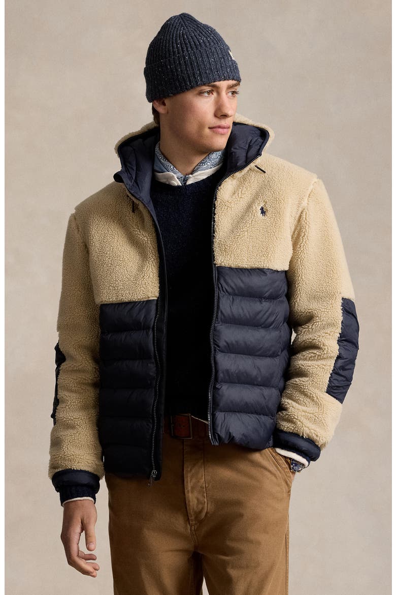 Mixed Media Insulated Jacket, Alternate, color, COLLECTION NAVY / SPRING BEIGE