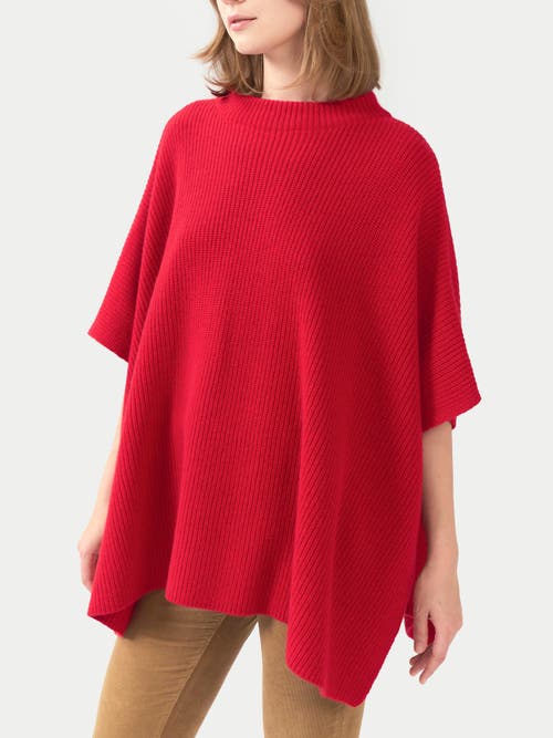 Gobi Mongolian Cashmere Organic Colour Rib-knit Cashmere Poncho In Red