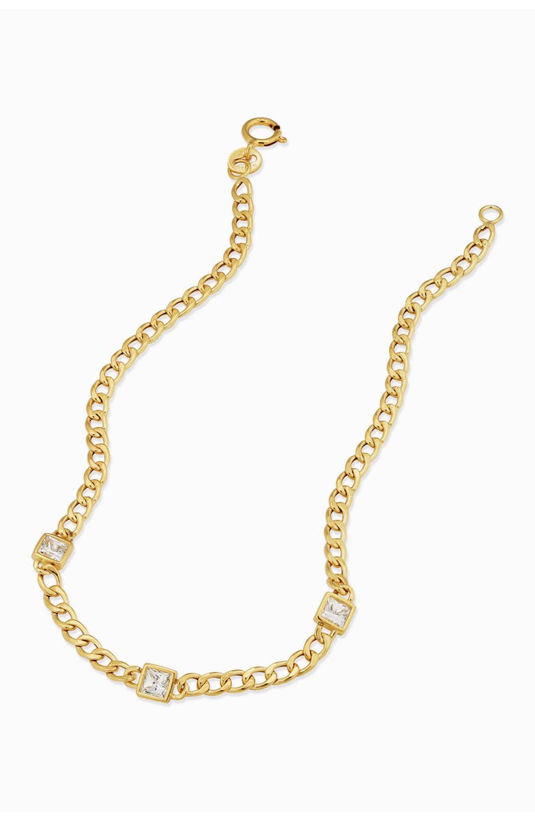 Oradina 14K Gold Dazzle Me Curb Bracelet, Alternate, color, Gold - White Zirconia