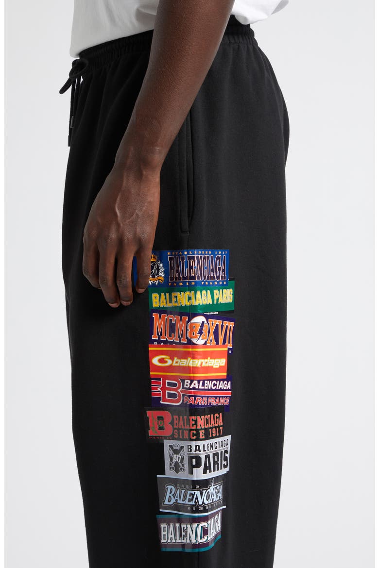 Bumper Stickers Baggy Cotton Fleece Sweatpants, Alternate, color, 1000 BLACK