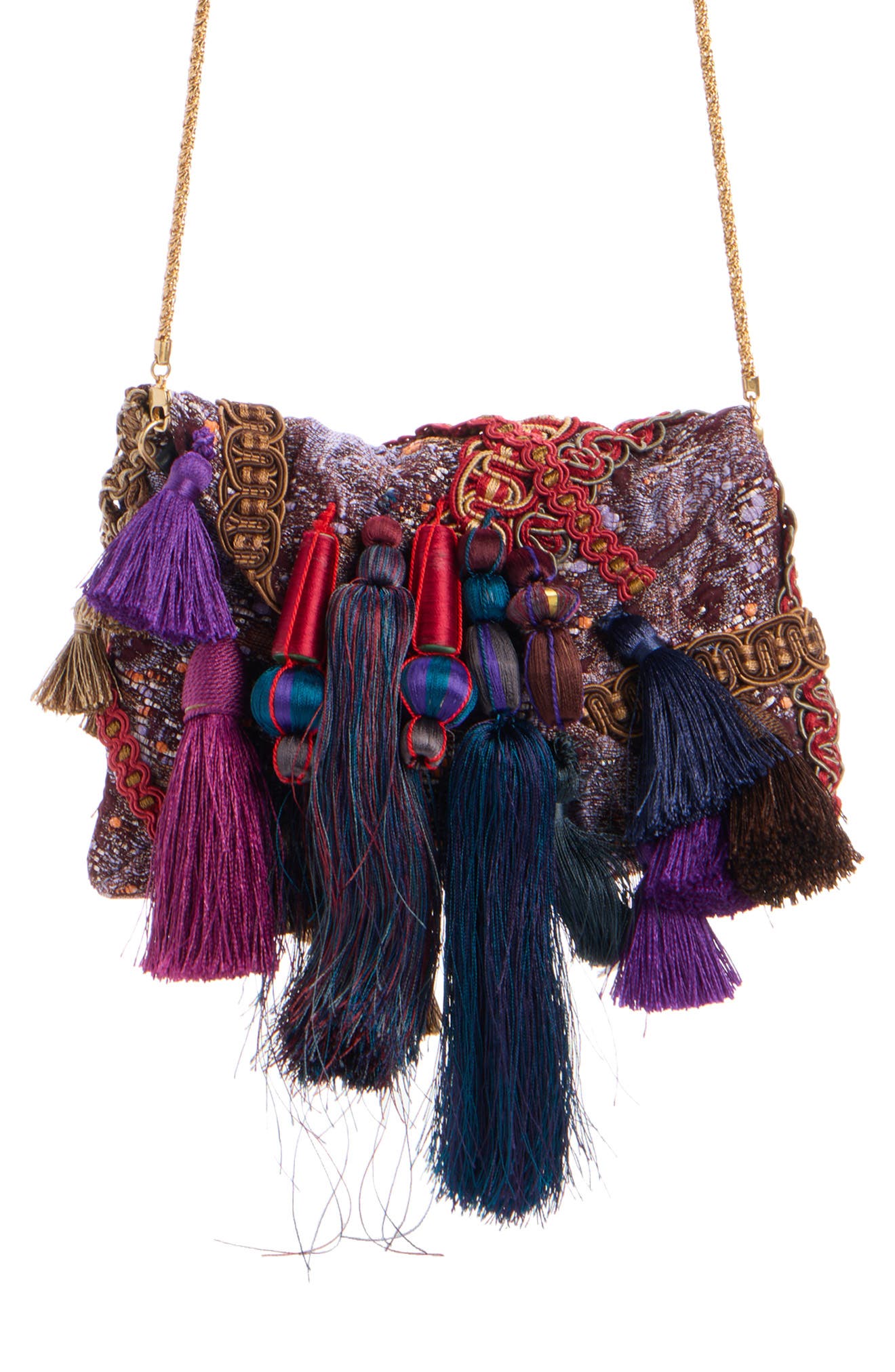 Dries Van Noten Tassel Trimmed Envelope Clutch, Main, color, 