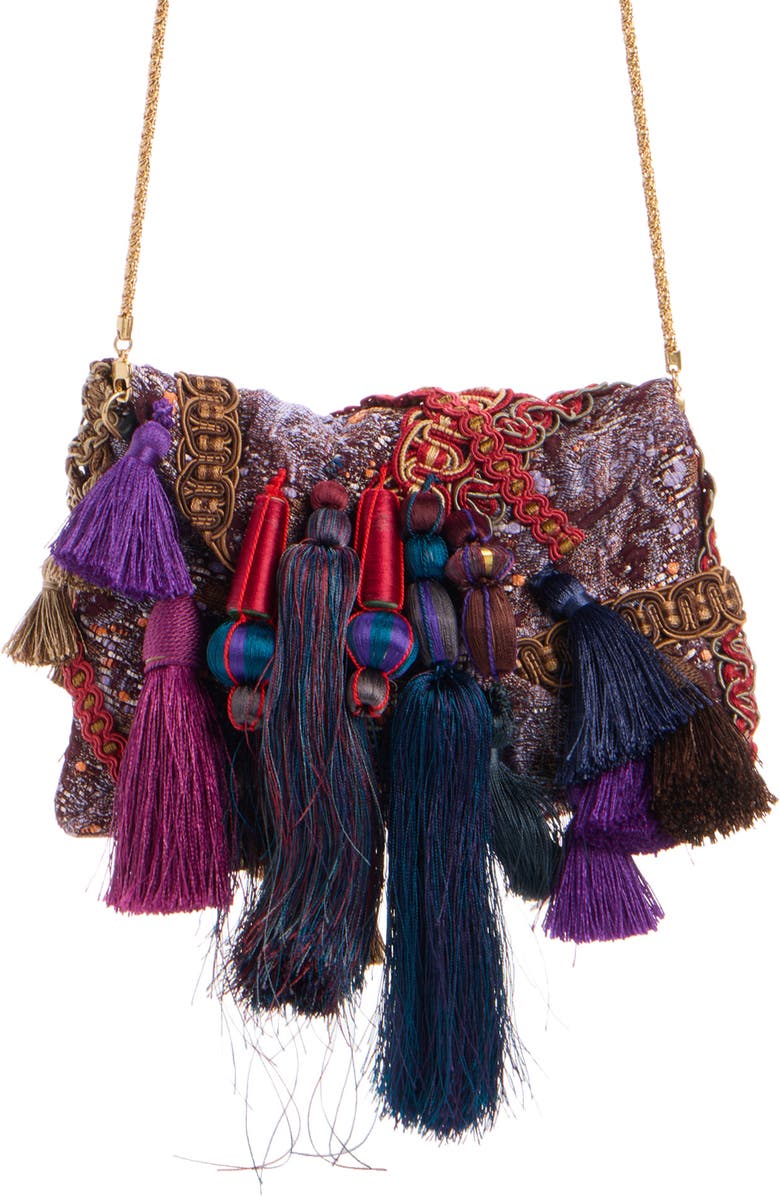 Dries Van Noten Tassel Trimmed Envelope Clutch, Main, color,