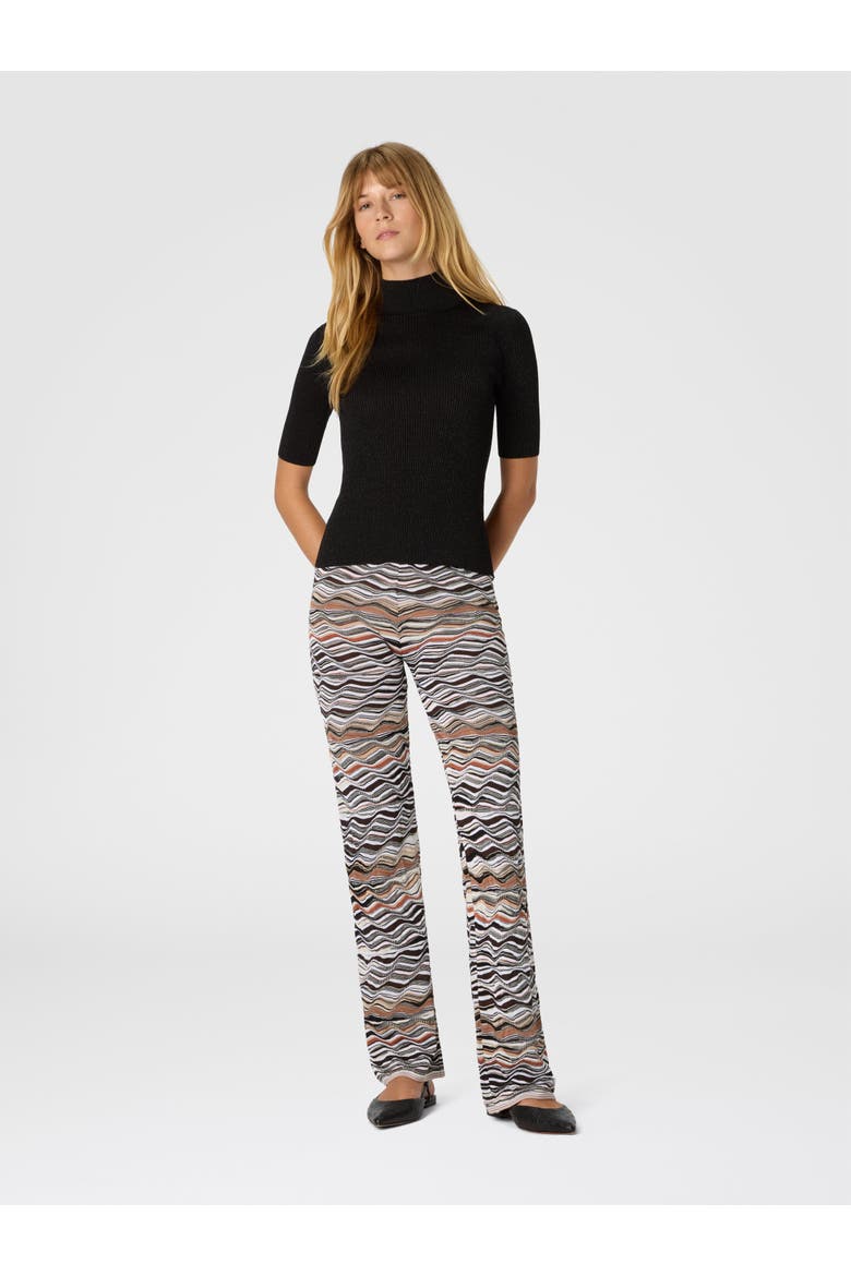 Straight Long Pants With Wave Pattern, Alternate, color, Beige