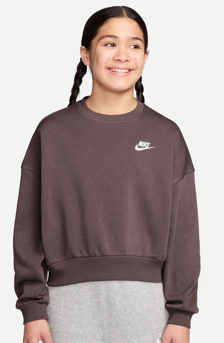 Nike Kids' Sportswear Club Fleece Crewneck Sweatshirt, Main, color, Tattoo/ Tattoo/ White