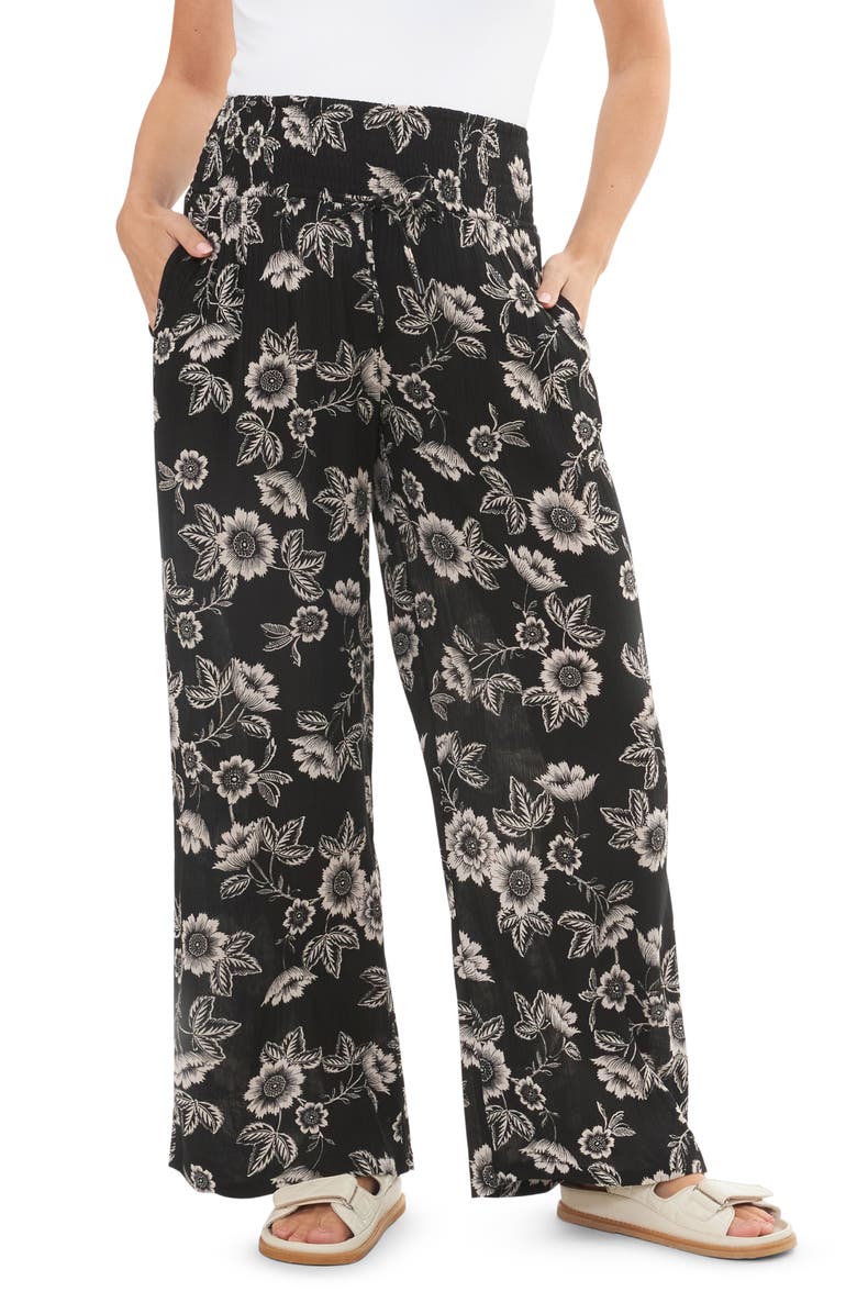 Ripe Maternity Trina Shirred Waist Drawstring Maternity Pants, Main, color, 