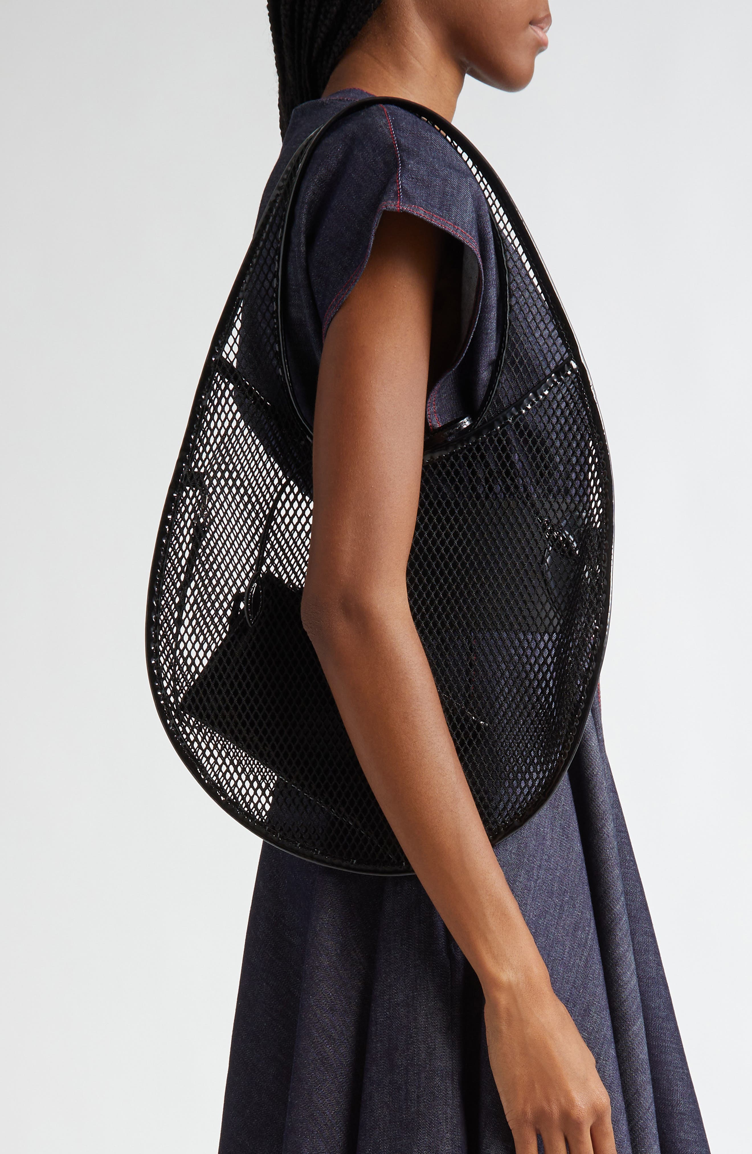 Alaïa Fishnet Shoulder Bag, Alternate, color, 