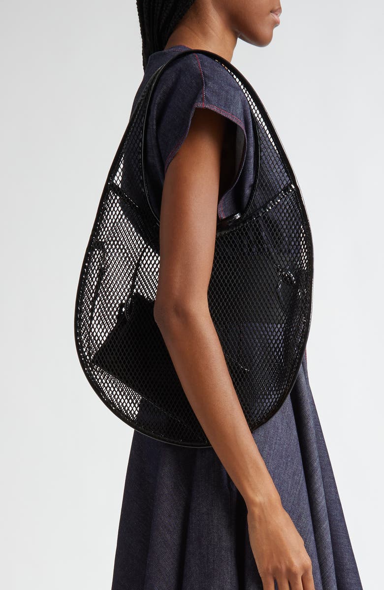 Alaïa Fishnet Shoulder Bag, Alternate, color,
