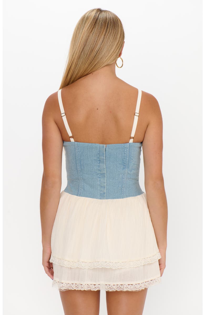 Show Me Your Mumu Geneva Mini Dress, Alternate, color, Light Indigo With Cream Voile