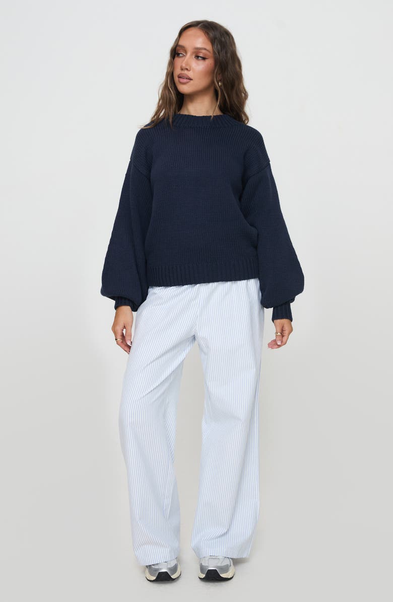 Princess Polly Harmony Balloon Sleeve Sweater, Alternate, color, Navy