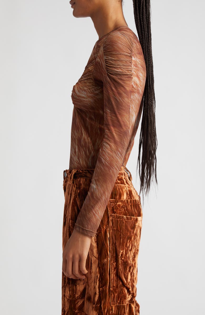 Collina Strada Arc Ruched Long Sleeve Mesh Top, Alternate, color, 