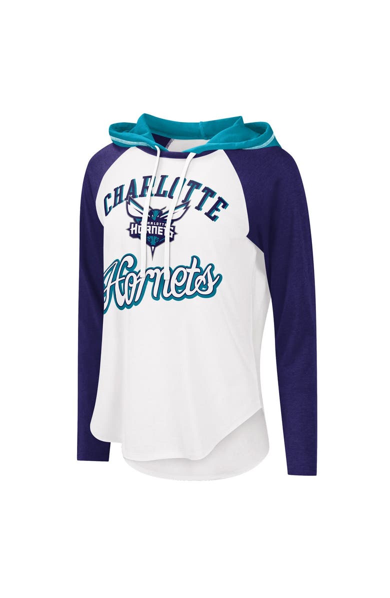 G-III 4HER BY CARL BANKS Women's G-III 4Her by Carl Banks White Charlotte Hornets MVP Raglan Hoodie Long Sleeve T-Shirt, Alternate, color, 