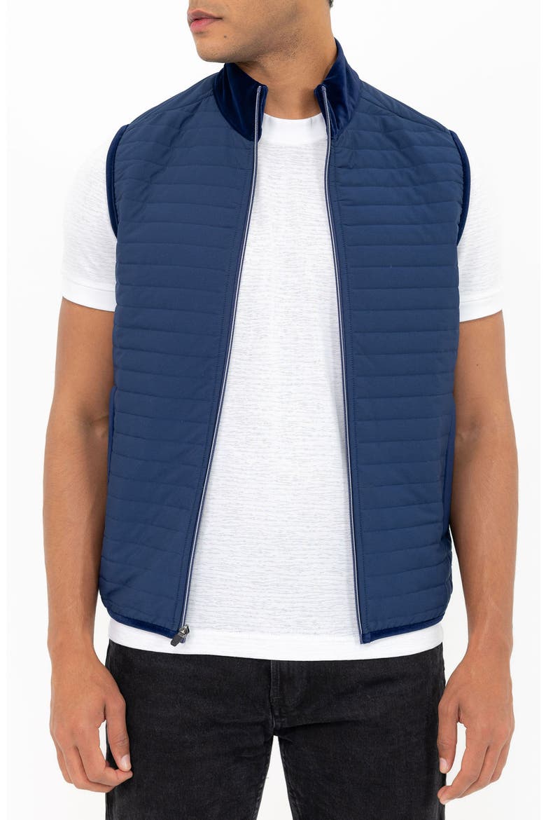 Channel Quilt Zip Vest, Main, color, NAVY