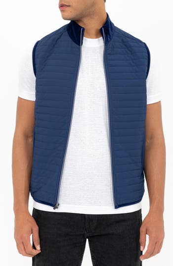 Pino By Pinoporte Channel Quilt Zip Vest In Navy