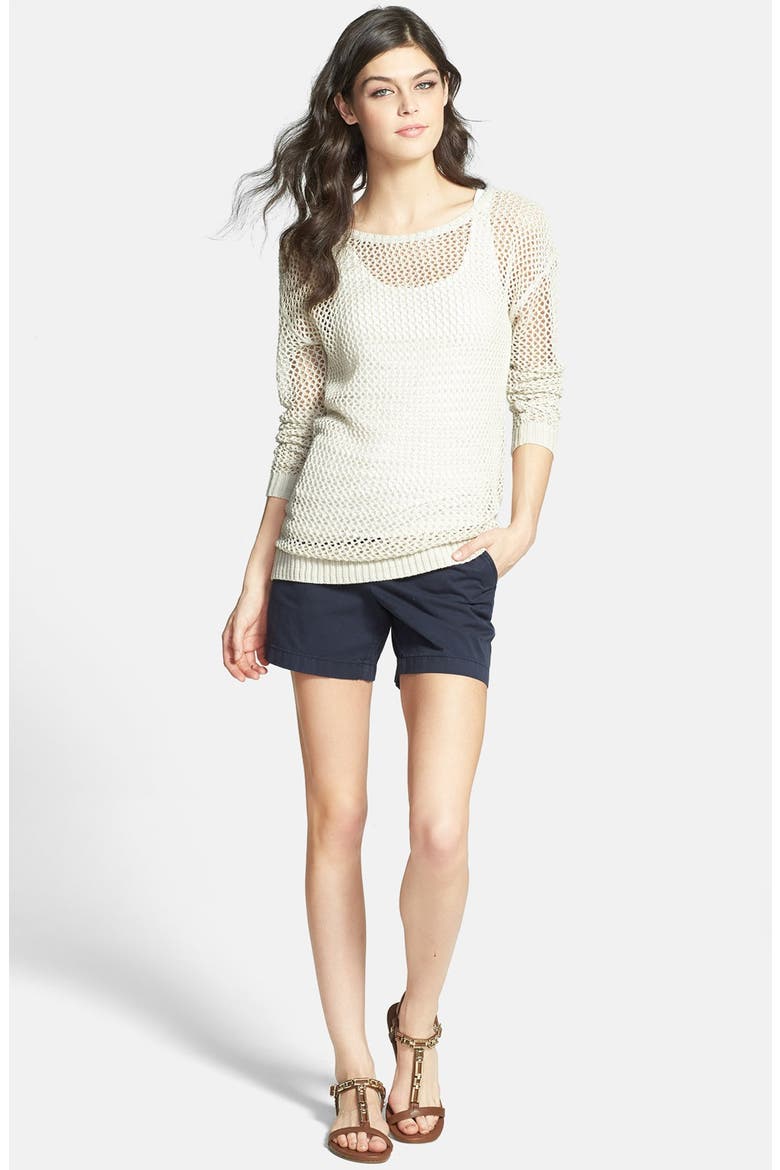 Open Stitch Linen & Cotton Sweater, Alternate, color, BEIGE RAINY DAY