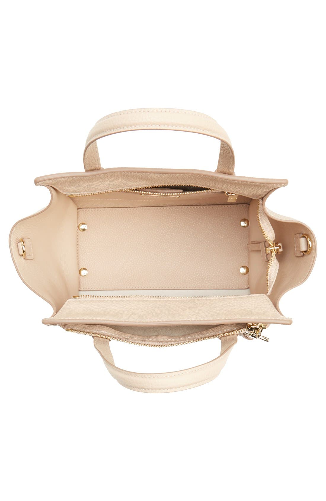 Salvatore Ferragamo Small Amy Pebbled Leather Tote, Alternate, color, NEW BISQUE