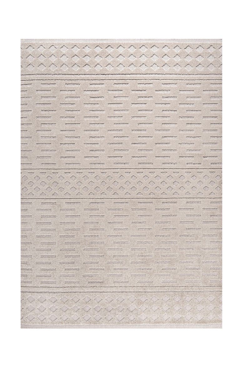 Xlendi High-Low Pile Moroccan Geometric Indoor/Outdoor Area Rug, Main, color, Beige