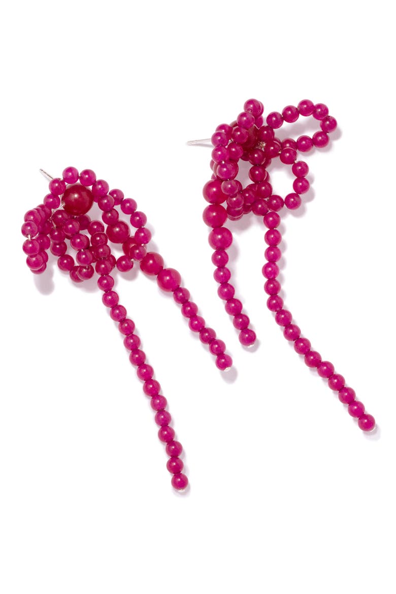 Chalcedony Beaded Drop Earrings, Alternate, color, PINK