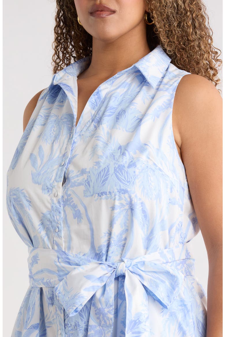 Poly Leaf Cileah Ruffle Collar Maxi Dress, Alternate, color, BLUE/ WHITE MULTI
