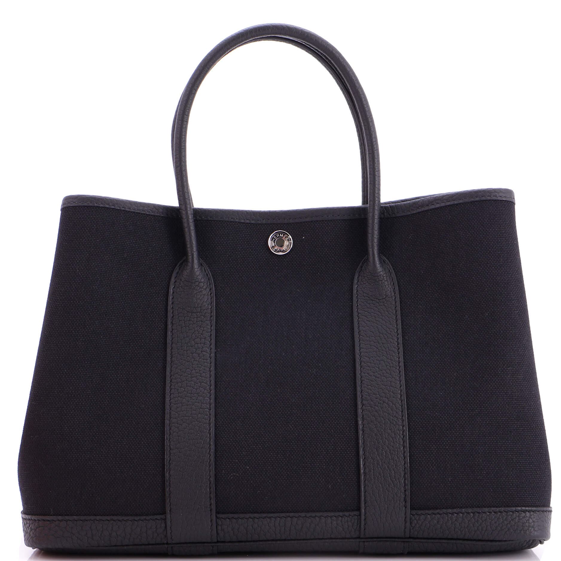 Pre-Owned Hermes Garden Party Tote Toile and Leather 30, Main, color, 