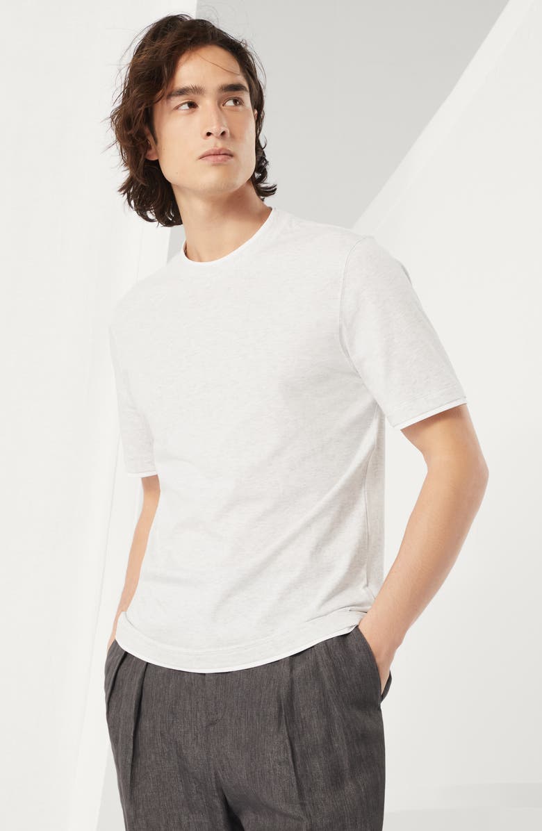 Brunello Cucinelli T-shirt with faux-layering, Alternate, color, 