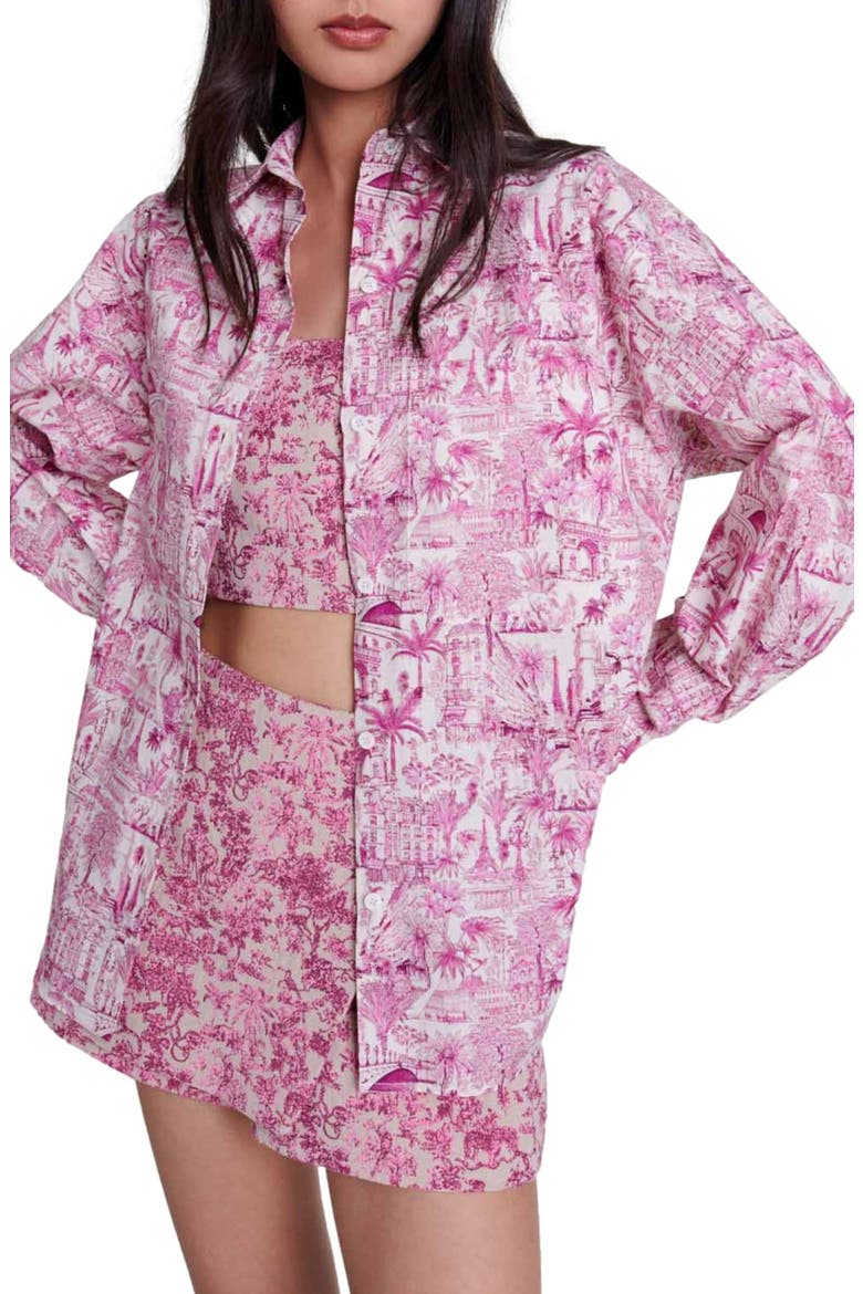 Oversize patterned shirt, Main, color, Paris pink print