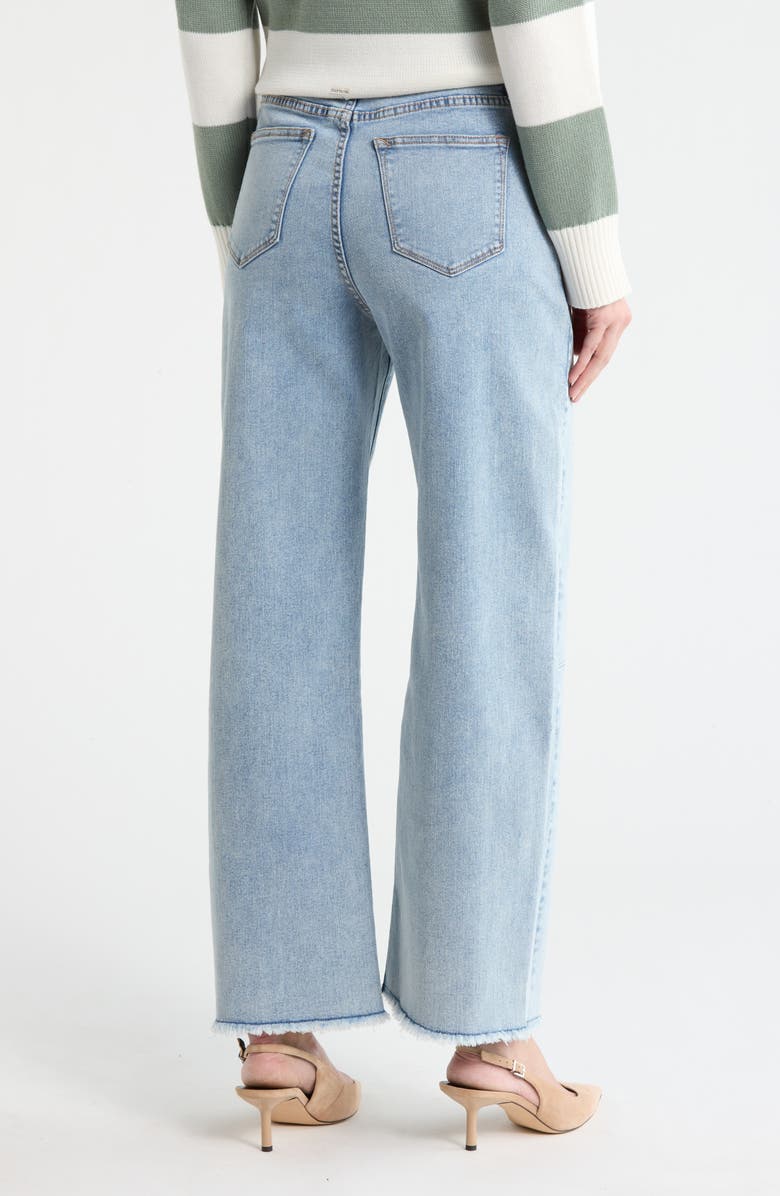Vigoss Stella Frayed High Waist Ankle Barrel Jeans, Alternate, color, Light Wash