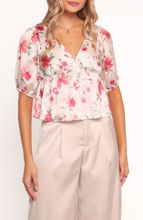 Tove Floral Puff Sleeve Peplum Top