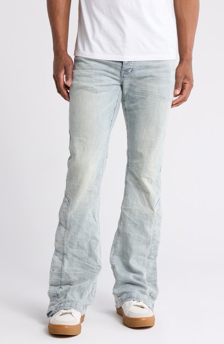 PURPLE BRAND Crystal Side Snap Flare Jeans, Main, color, 