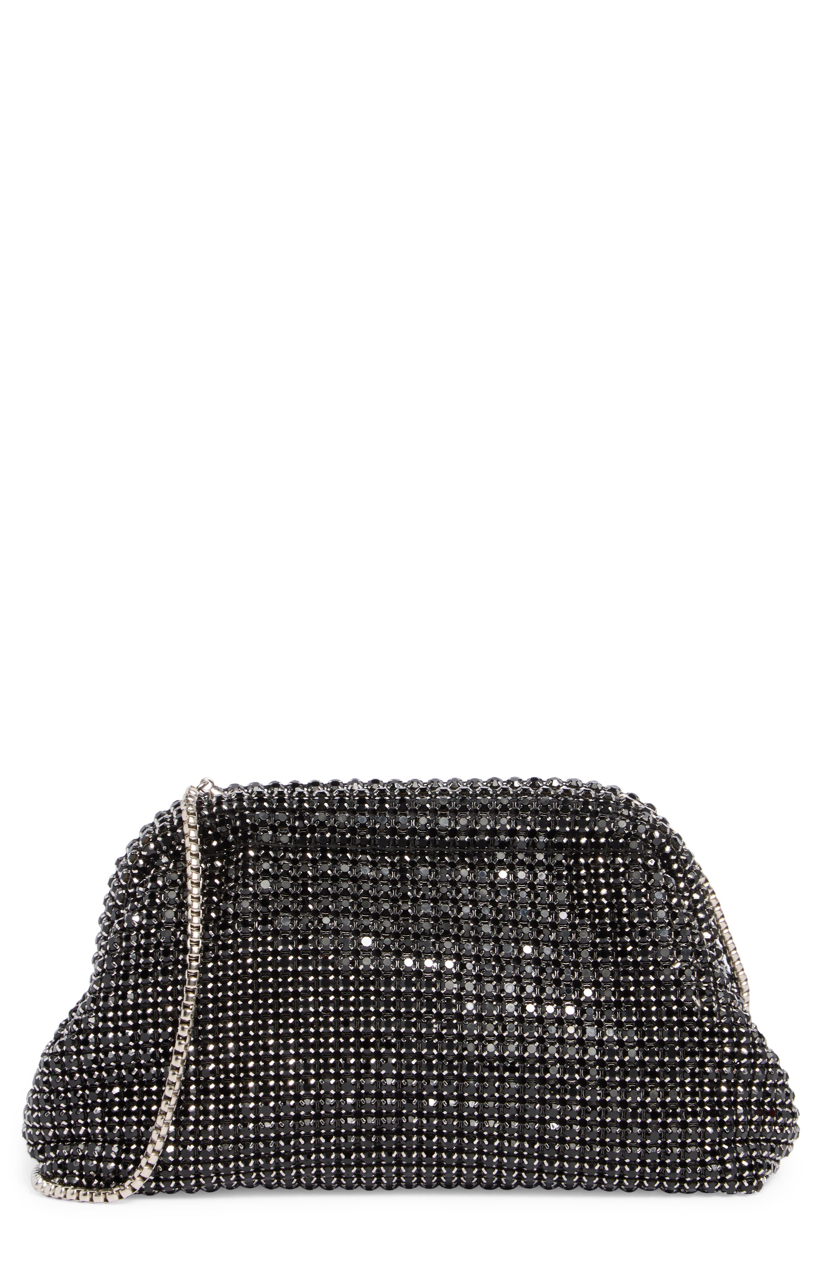 BCBG Crystal Frame Clutch, Main, color, Black