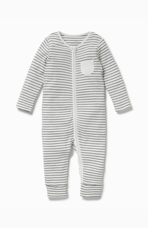 Mori Stripe Fitted One-piece Pajamas In Gray