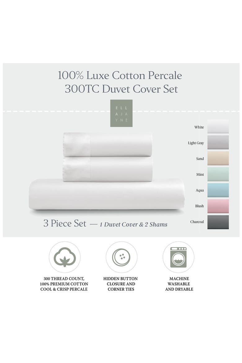 300 Thread Count CottonDuvet Cover & Sham Set, Alternate, color, WHITE