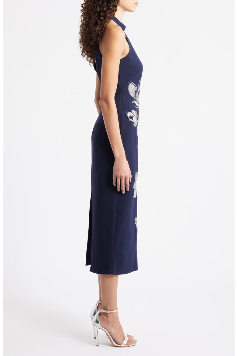 Sequin Crepe Cocktail Dress, Alternate, color, NAVY
