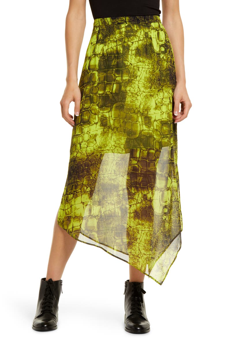 Rhea Mirus Asymmetrical Skirt, Main, color, LIME GREEN