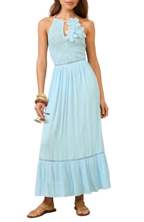 Crochet Bodice Strappy Back Maxi Dress
