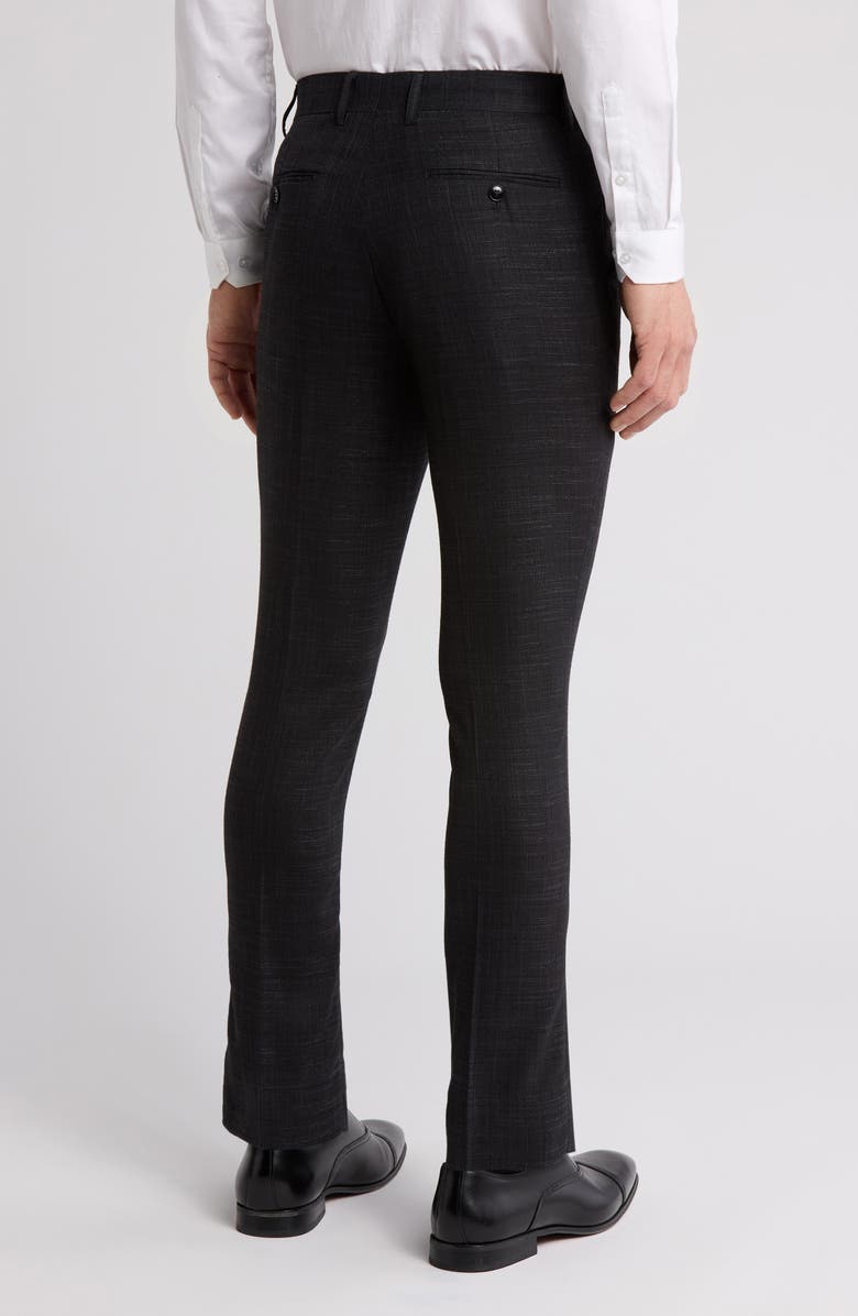 Tahari Plaid Slim Fit Dress Pants, Alternate, color, Black