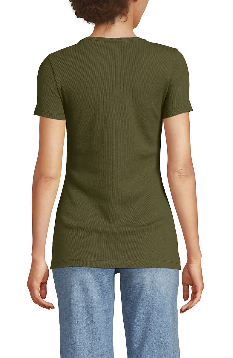 Lands' End Cotton Rib T-shirt, Alternate, color, Olive Drab