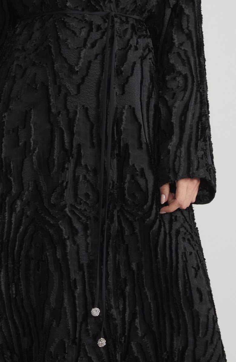 Lafayette 148 New York Wood Grooves Clipped Jacquard Longline Wrap Coat, Alternate, color,