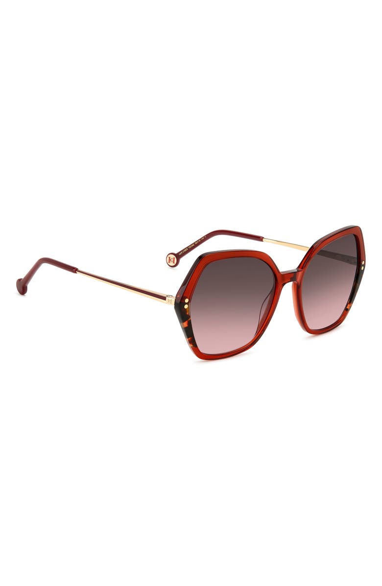 Carolina Herrera 55mm Gradient Geometric Sunglasses, Alternate, color, Burgundy Havana