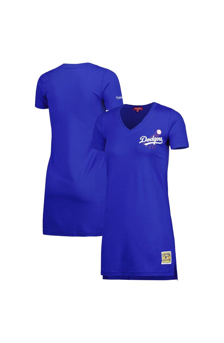Mitchell & Ness Women's Mitchell & Ness Royal Los Angeles Dodgers Cooperstown Collection V-Neck Dress, Main, color, 