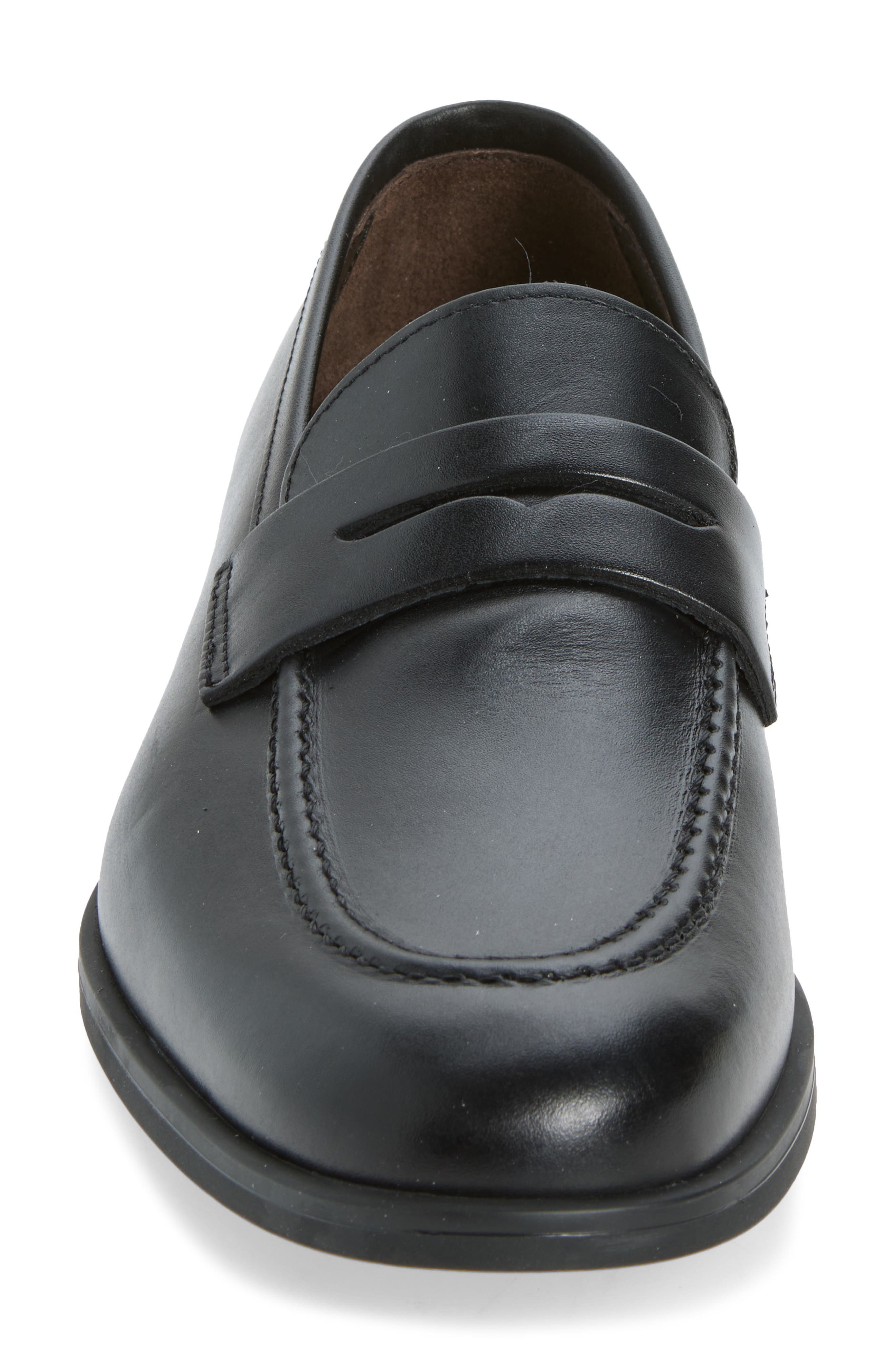 Fabrizio Leather Penny Loafer, Alternate, color, BLACK LEATHER