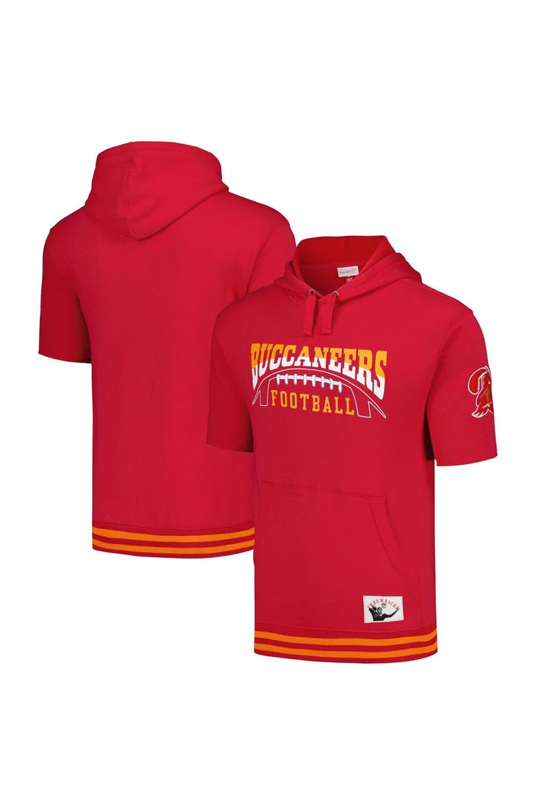 Men's Mitchell & Ness Red Tampa Bay Buccaneers Pre-Game Short Sleeve Pullover Hoodie, Main, color, Red