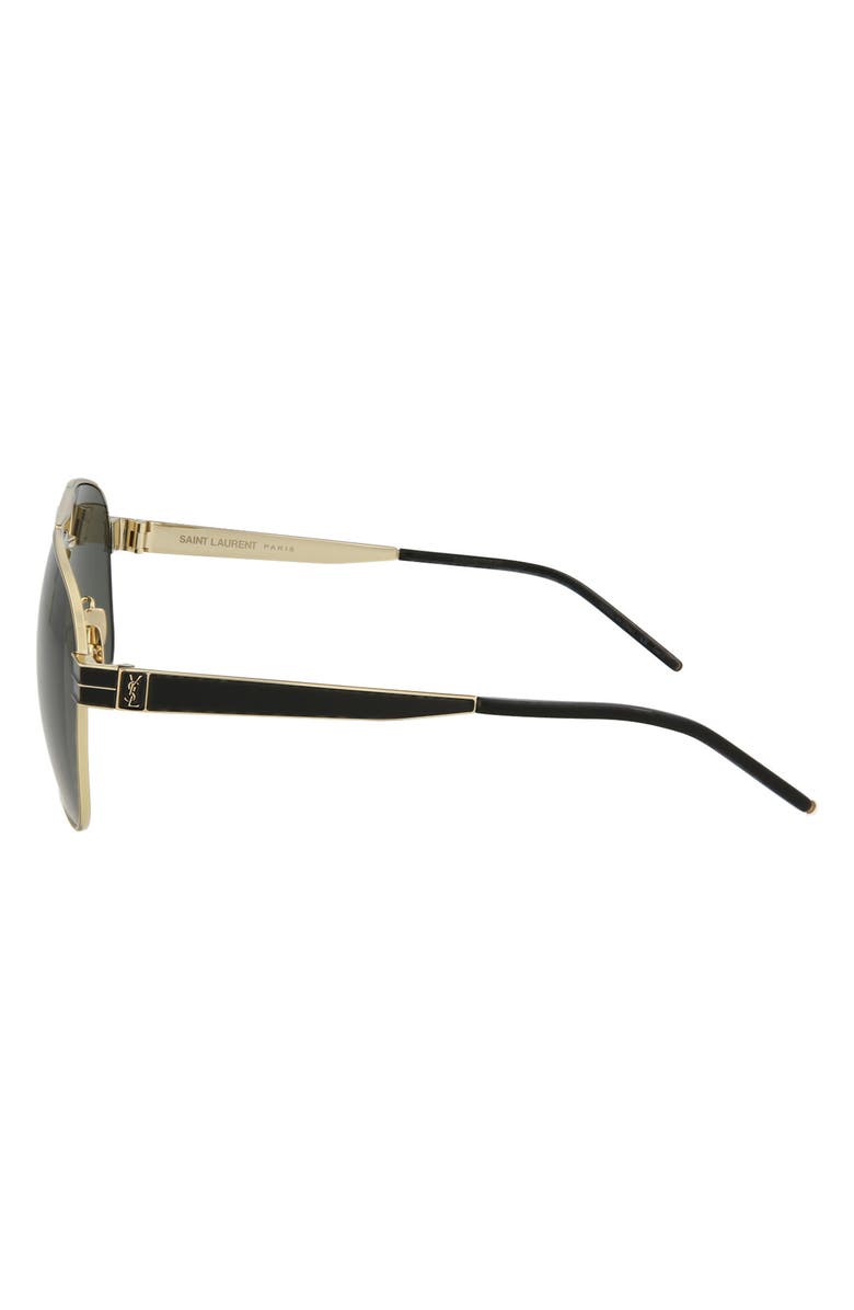 Saint Laurent 57mm Aviator Sunglasses, Alternate, color, Gold Gold Grey