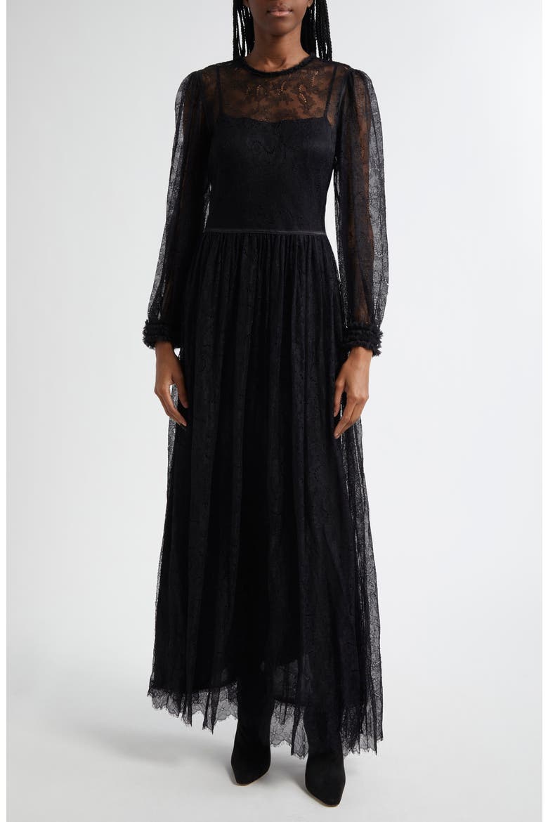 Josephine Lace Maxi Dress, Main, color, NOIR