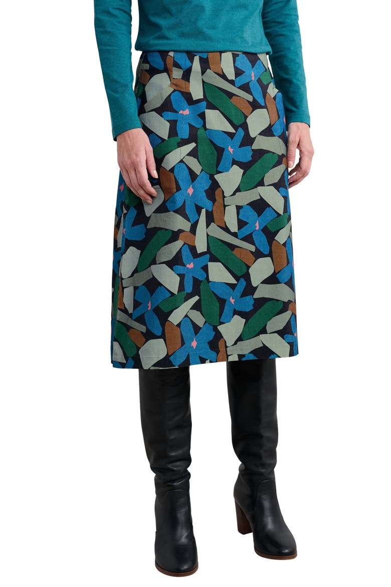 Forest View Organic Cotton Corduroy A-Line Skirt, Main, color, ZENNOR FLOWER ONYX