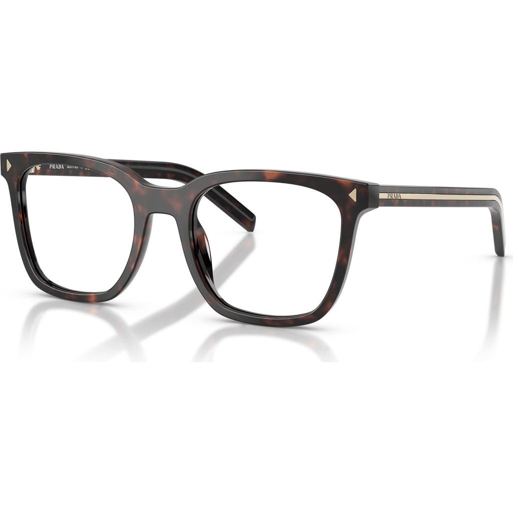 Prada 53mm Rectangle Optical Glasses In Brown