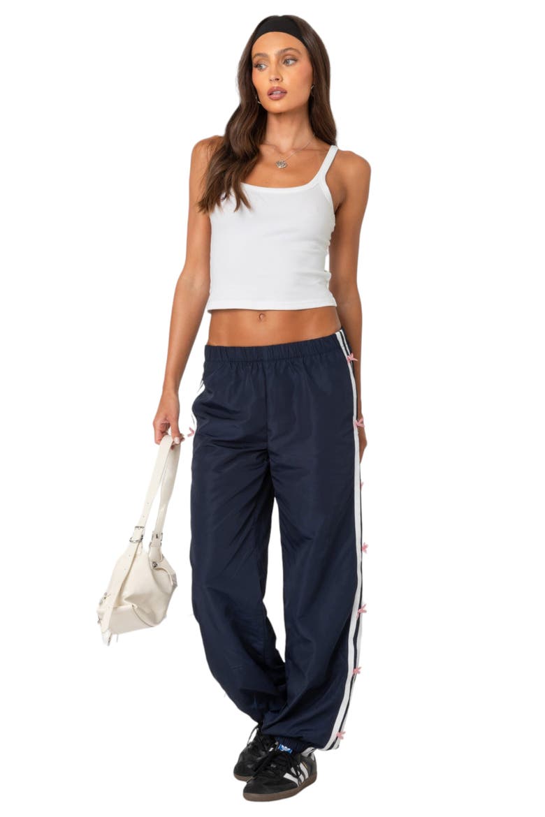 Bow Stripe Track Pants, Alternate, color, NAVY