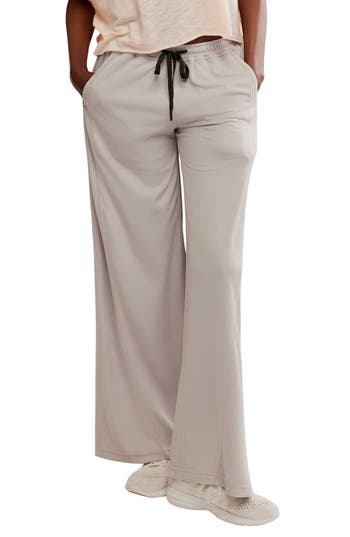 Free People One On One Side Stripe Mesh Drawstring Pants In Neutral