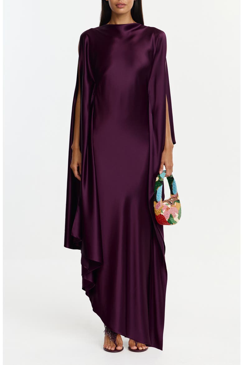Jarvis Long Sleeve Satin Gown, Main, color, FIG